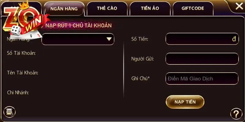 Quy trình nạp tiền cực nhanh chóng, dễ dàng